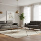 LOUANNE 3 + 2-SEATER REAL LEATHER SOFA SETTEE COUCH GUNMETAL - MyChocolateWood