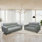 LOUANNE 3 + 2-SEATER REAL LEATHER SOFA SETTEE COUCH SILVER - MyChocolateWood