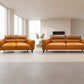 Louanne 3-Seater & 2-Seater Real Leather Sofa Set in Tangerine - Chocolate Wood