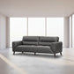 LOUANNE 3-SEATER REAL LEATHER SOFA SETTEE COUCH GUNMETAL - MyChocolateWood