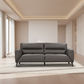 LOUANNE 3-SEATER REAL LEATHER SOFA SETTEE COUCH GUNMETAL - MyChocolateWood