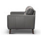 LOUANNE 3-SEATER REAL LEATHER SOFA SETTEE COUCH GUNMETAL - MyChocolateWood