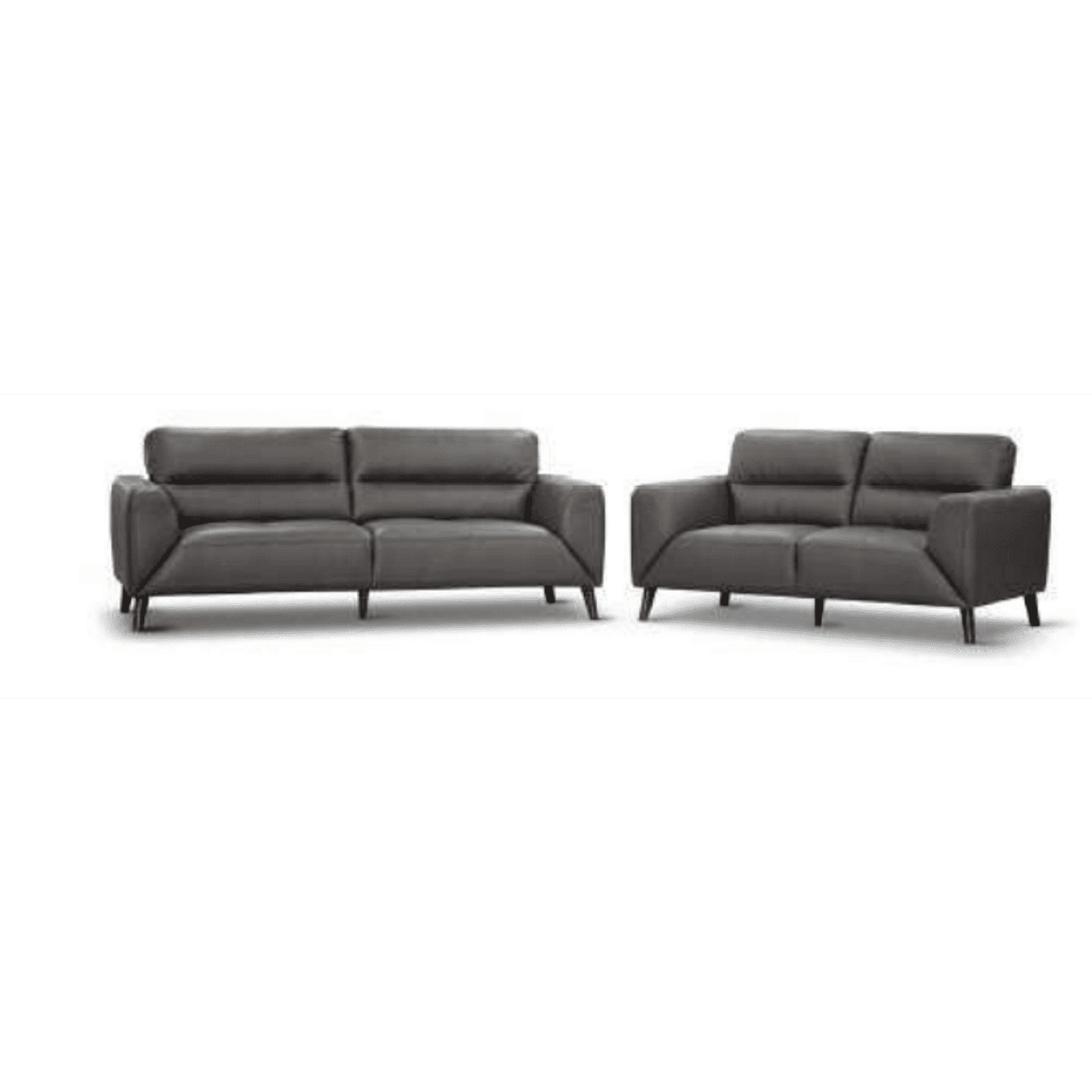 LOUANNE 3-SEATER REAL LEATHER SOFA SETTEE COUCH GUNMETAL - MyChocolateWood
