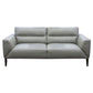 LOUANNE 3-SEATER REAL LEATHER SOFA SETTEE COUCH SILVER - MyChocolateWood
