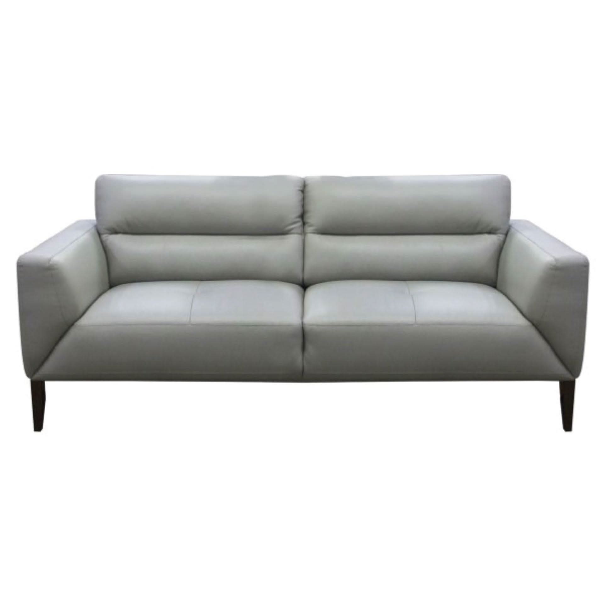 LOUANNE 3-SEATER REAL LEATHER SOFA SETTEE COUCH SILVER - MyChocolateWood