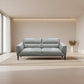 Louanne 3-Seater Real Leather Sofa in Silver - Chocolate Wood