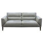 Louanne 3-Seater Real Leather Sofa in Silver - Chocolate Wood