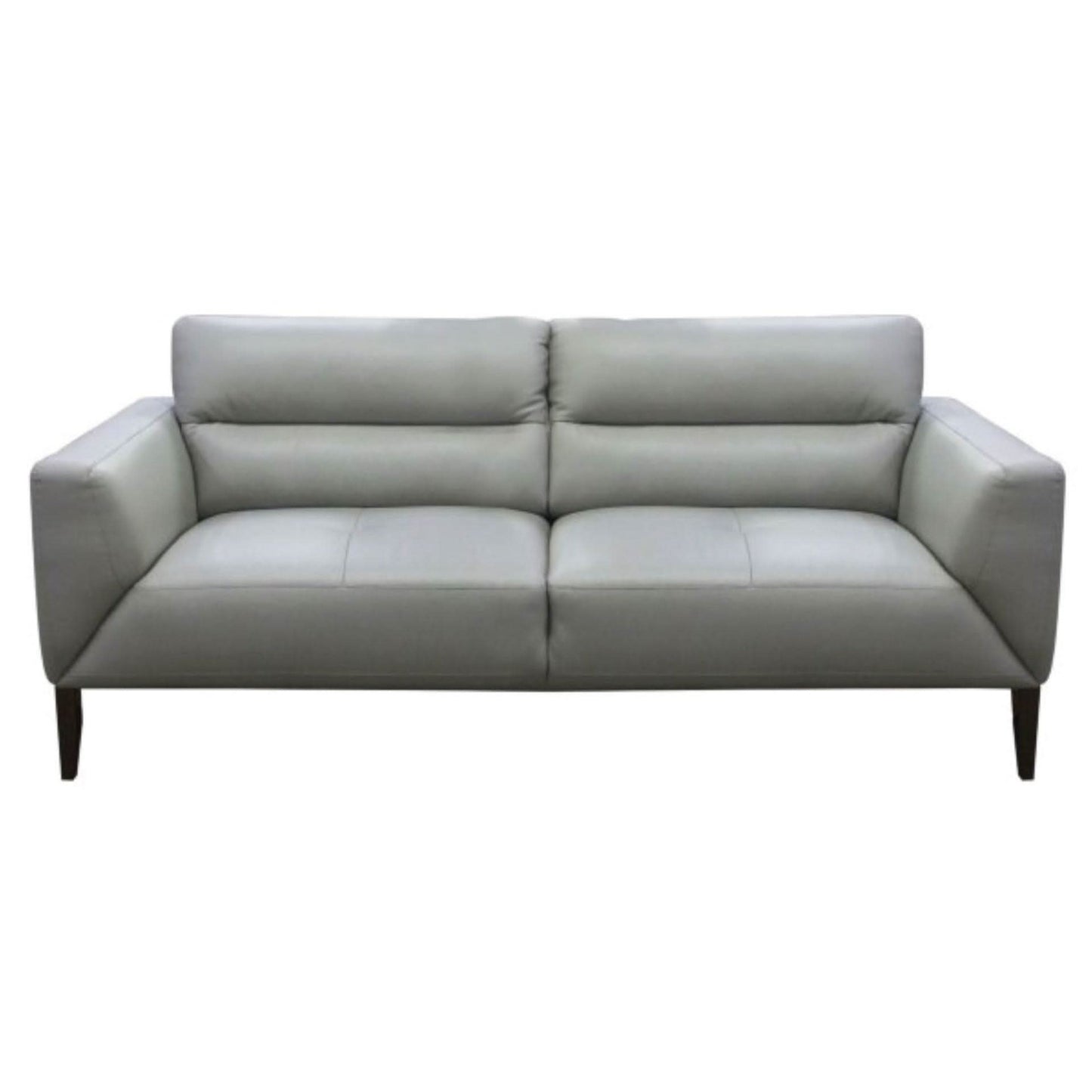 Louanne 3-Seater Real Leather Sofa in Silver - Chocolate Wood