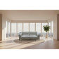 Louanne 3-Seater Real Leather Sofa in Silver - Chocolate Wood