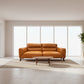 LOUANNE 3-SEATER REAL LEATHER SOFA SETTEE COUCH TANGERINE - MyChocolateWood