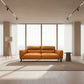 LOUANNE 3-SEATER REAL LEATHER SOFA SETTEE COUCH TANGERINE - MyChocolateWood