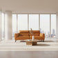 LOUANNE 3-SEATER REAL LEATHER SOFA SETTEE COUCH TANGERINE - MyChocolateWood