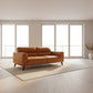 LOUANNE 3-SEATER REAL LEATHER SOFA SETTEE COUCH TANGERINE - MyChocolateWood