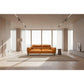 Louanne 3-Seater Real Leather Sofa in Tangerine - Chocolate Wood