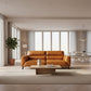 LOUANNE 3-SEATER REAL LEATHER SOFA SETTEE COUCH TANGERINE - MyChocolateWood