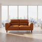 Louanne 2-Seater Real Leather Sofa in Tangerine - Chocolate Wood