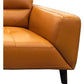 Louanne 2-Seater Real Leather Sofa in Tangerine - Chocolate Wood