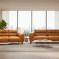 LOUANNE REAL LEATHER 2-SEATER SOFA SETTEE COUCH TANGERINE - MyChocolateWood