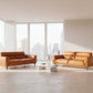 LOUANNE REAL LEATHER 2-SEATER  SOFA SETTEE COUCH TANGERINE - MyChocolateWood