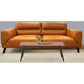 Louanne 2-Seater Real Leather Sofa in Tangerine - Chocolate Wood