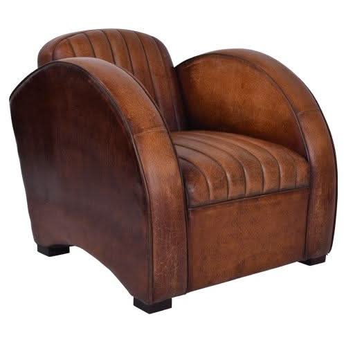 LOUIS AGED LEATHER ARMCHAIR IN CARAMEL - MyChocolateWood