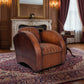 LOUIS AGED LEATHER ARMCHAIR IN CARAMEL - MyChocolateWood
