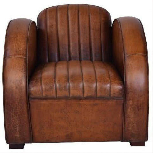 LOUIS AGED LEATHER ARMCHAIR IN CARAMEL