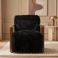 LOUISE FAUX SHEEPSKIN/ASH WOOD ARMCHAIR/LOUNGE CHAIR IN ONYX - MyChocolateWood