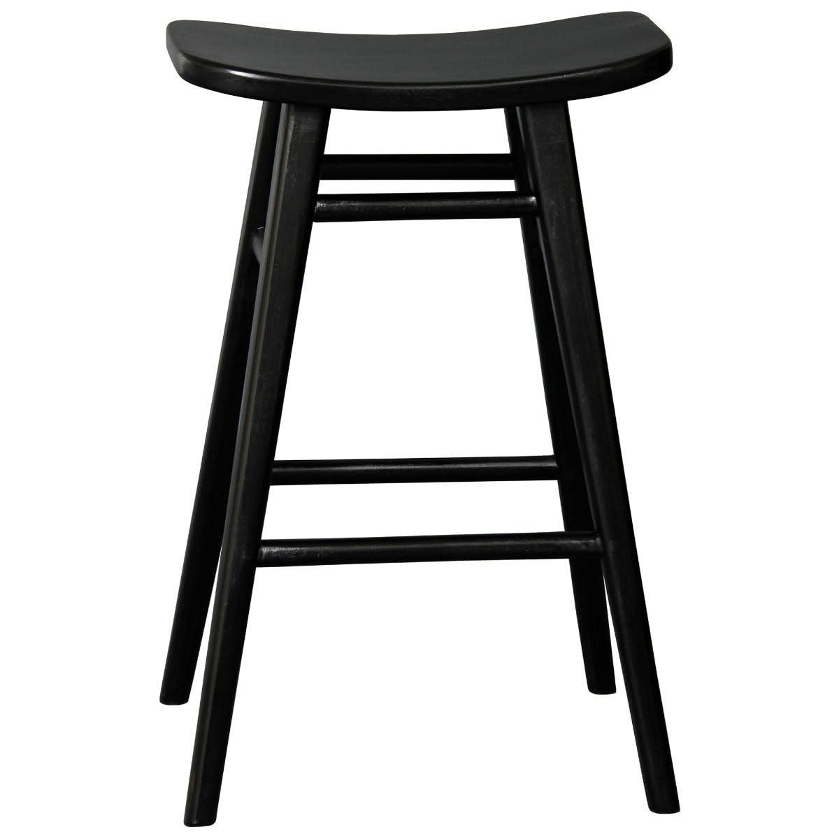 Lucas Solid Mahogany Counter Stool in Black - Chocolate Wood