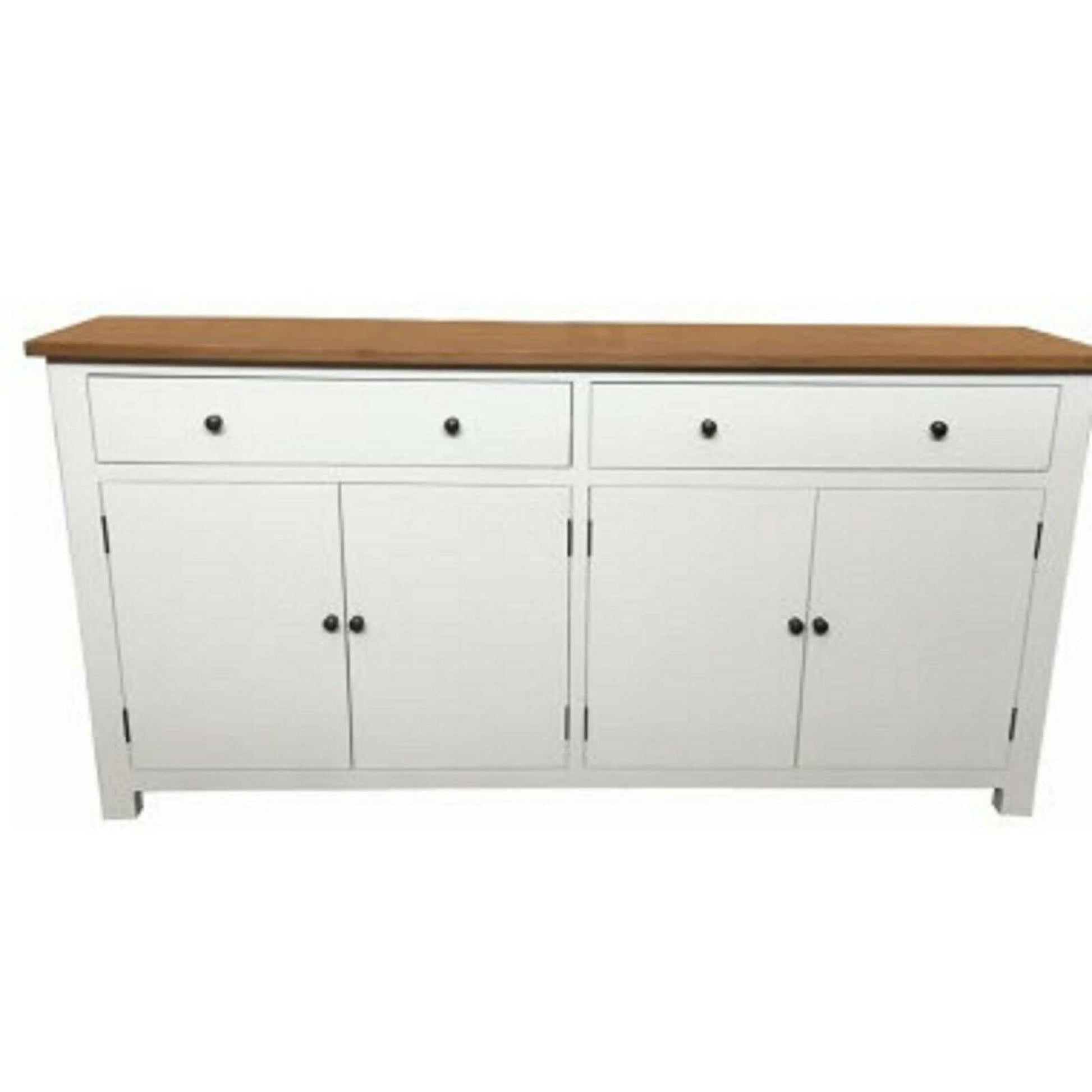 Lucia Hamptons Buffet / Sideboard 180cm with Oak Top & White Base - Chocolate Wood