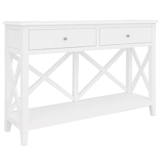 LUGANO HAMPTONS STYLE ACACIA 2-DRAWER CONSOLE TABLE/HALL TABLE WHITE - MyChocolateWood
