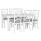LUGANO HAMPTONS STYLE ACACIA 7 PIECE DINING SET DINING TABLE 180CM + 6 FABRIC SEAT DINING CHAIRS - MyChocolateWood