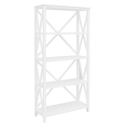 LUGANO HAMPTONS STYLE ACACIA BOOKCASE BOOKSHELF WHITE - MyChocolateWood