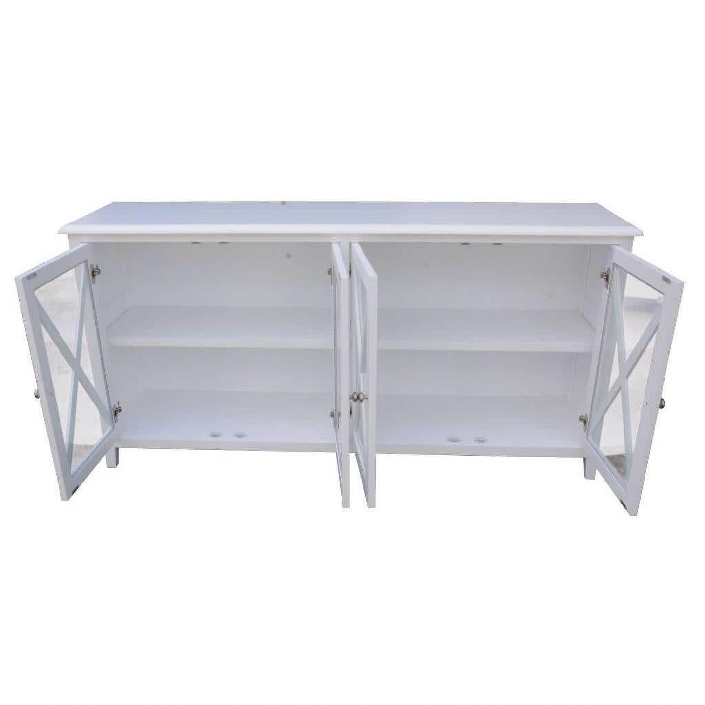 LUGANO HAMPTONS STYLE ACACIA BUFFET/SIDEBOARD 4 GLASS DOORS WHITE