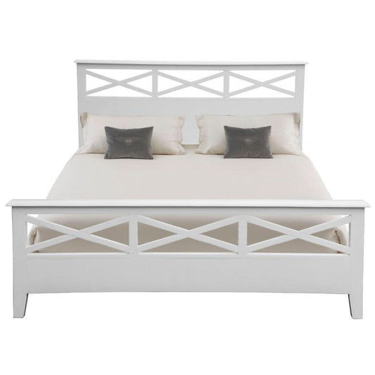 LUGANO HAMPTONS STYLE ACACIA DOUBLE BED WHITE - MyChocolateWood