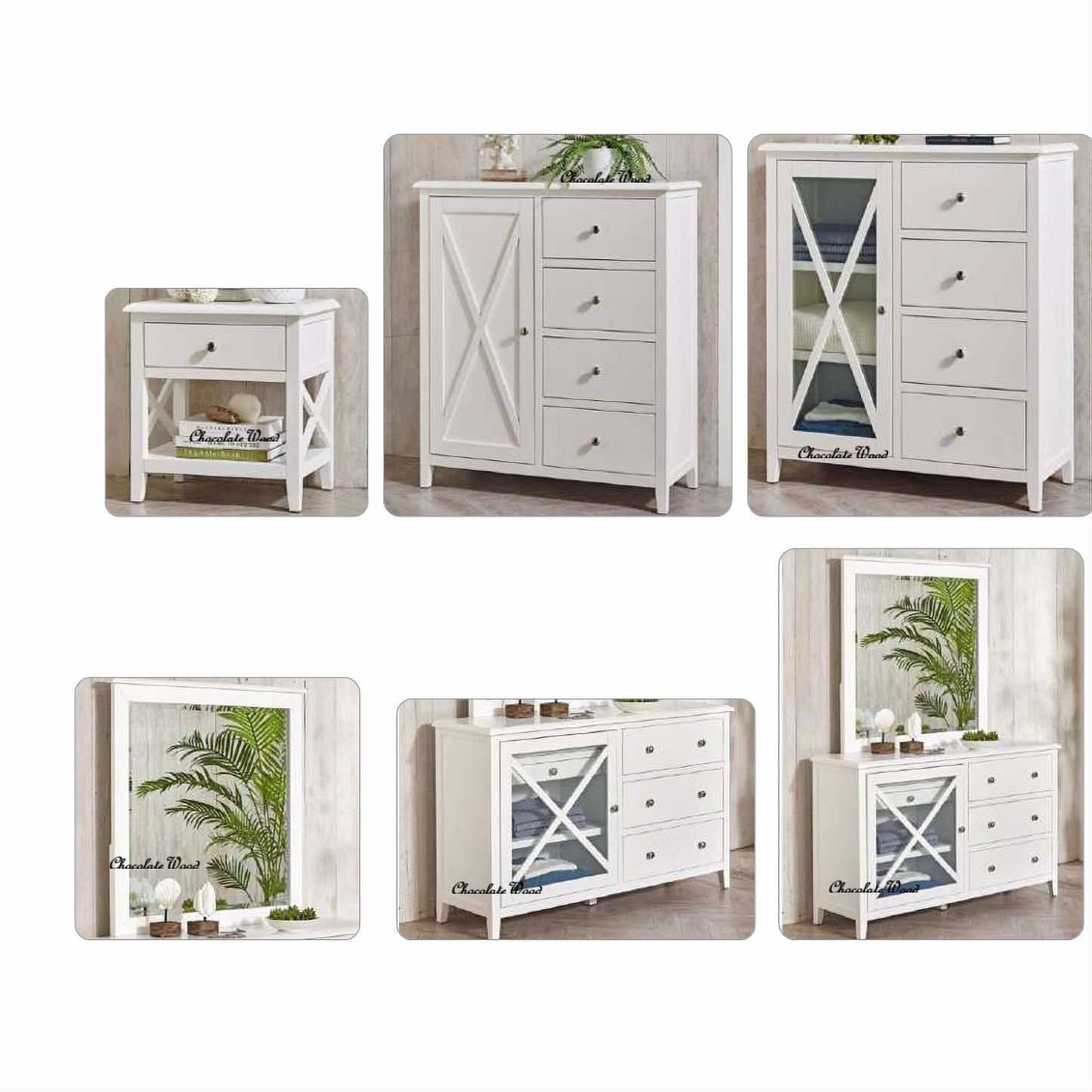 LUGANO HAMPTONS STYLE ACACIA DOUBLE BED WHITE