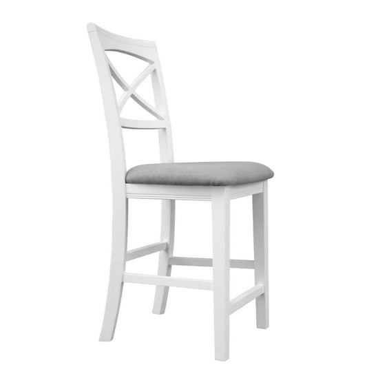 LUGANO HAMPTONS STYLE ACACIA FABRIC NEW BAR CHAIR BAR STOOL W:48XD:55XH107CM - MyChocolateWood