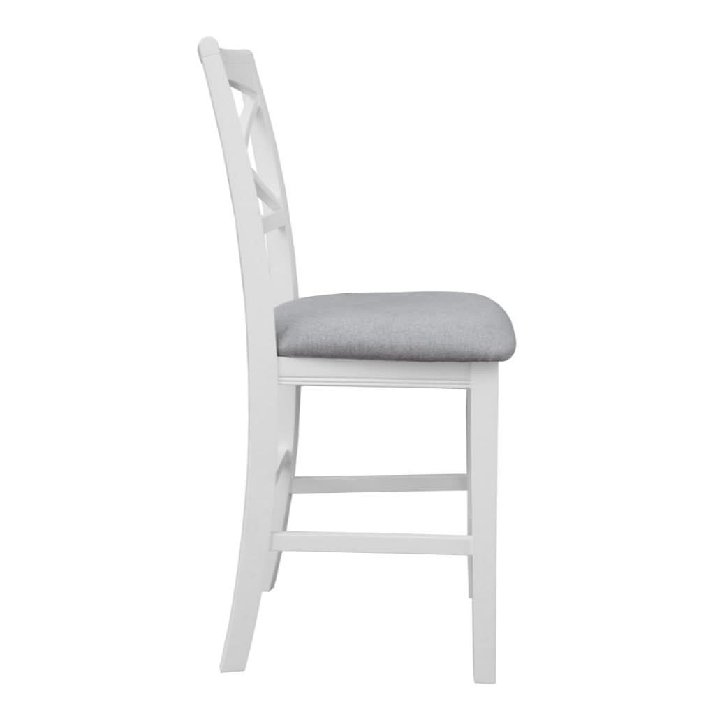 LUGANO HAMPTONS STYLE ACACIA FABRIC NEW BAR CHAIR BAR STOOL W:48XD:55XH107CM - MyChocolateWood