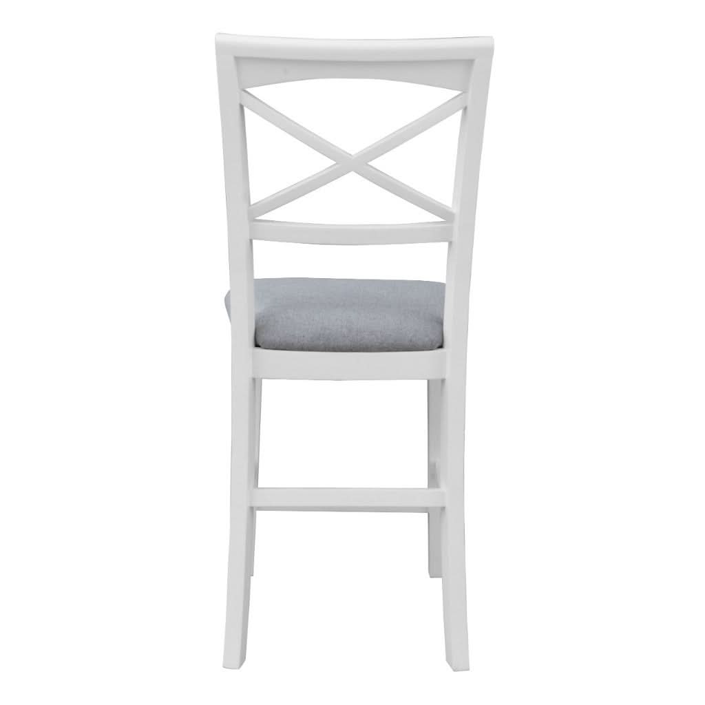 LUGANO HAMPTONS STYLE ACACIA FABRIC NEW BAR CHAIR BAR STOOL W:48XD:55XH107CM - MyChocolateWood