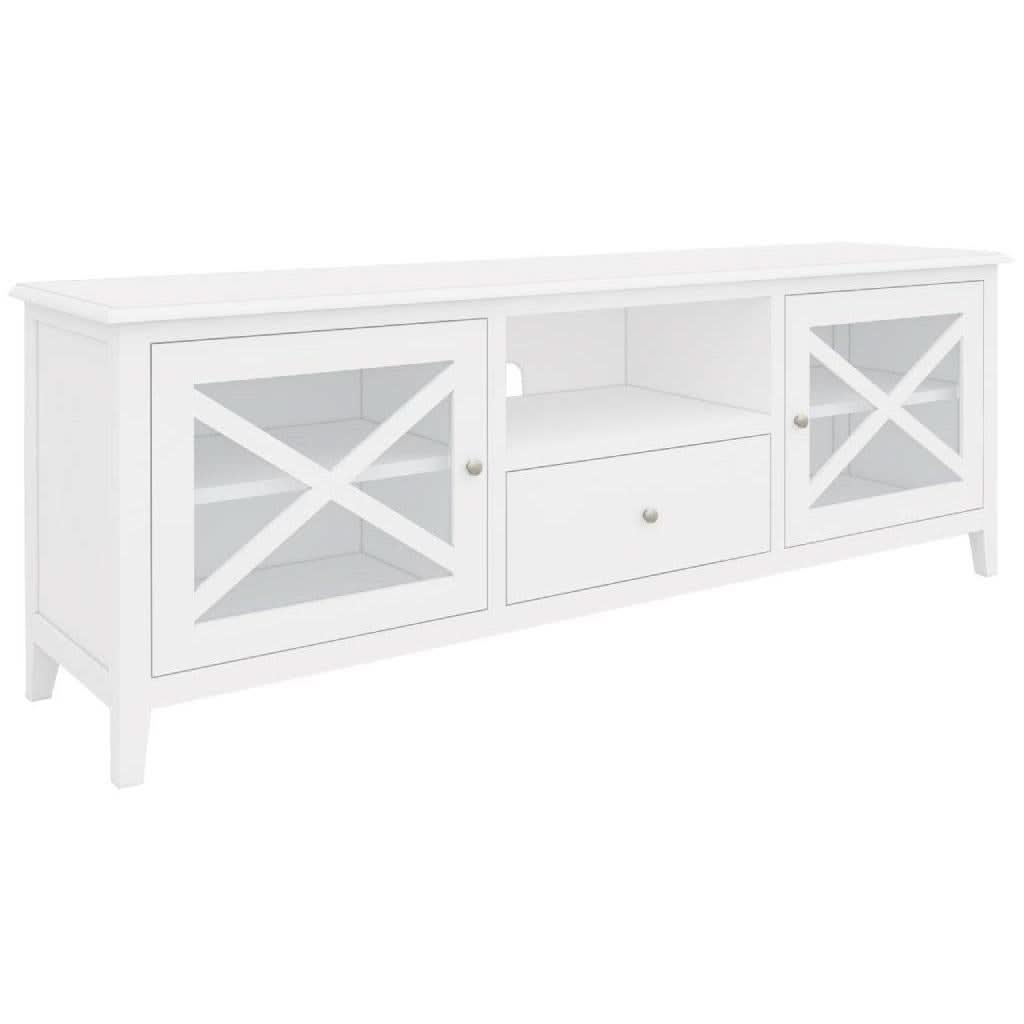Lugano Hamptons Style Acacia TV Unit 210cm in White - Chocolate Wood