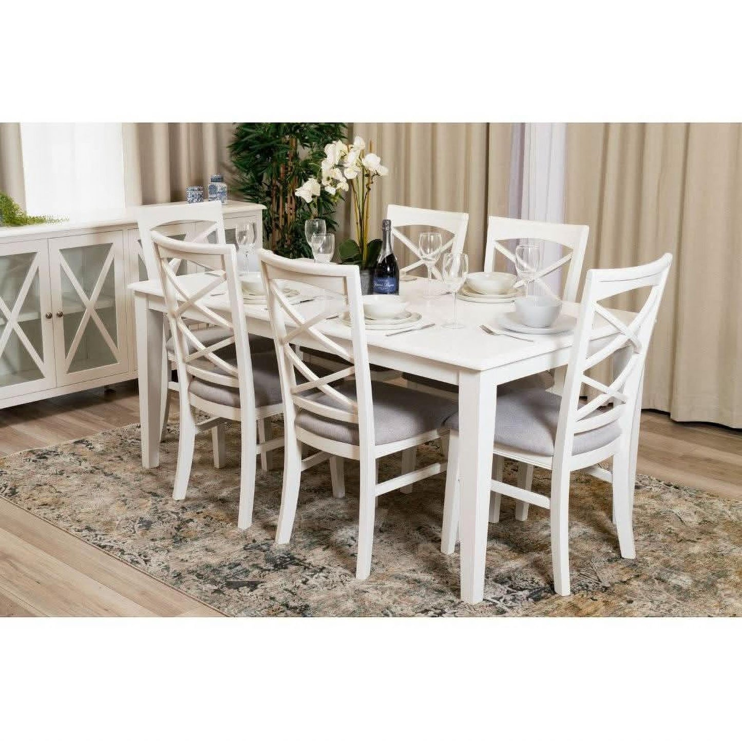 LUGANO HAMPTONS STYLE ACACIA NEW DINING CHAIR W:48XD:59XH103CM