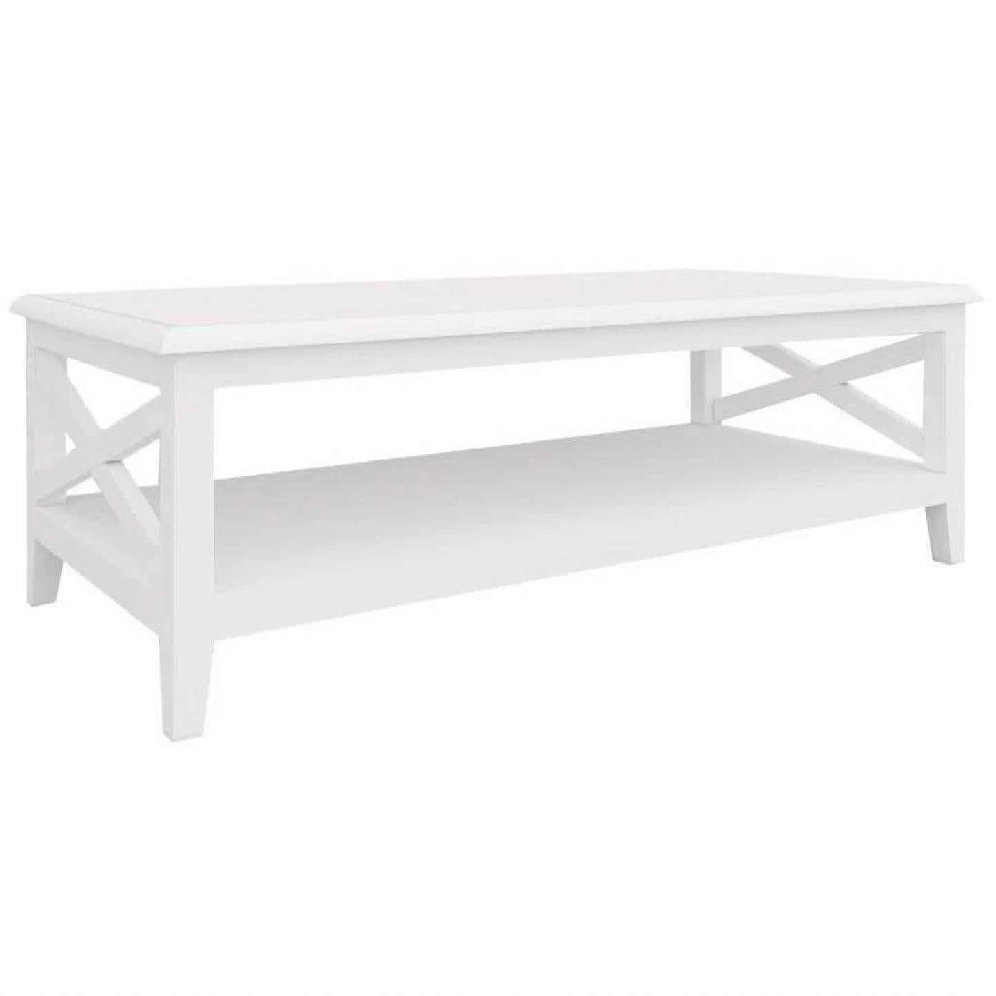 LUGANO HAMPTONS STYLE ACACIA RECTANGULAR COFFEE TABLE WHITE