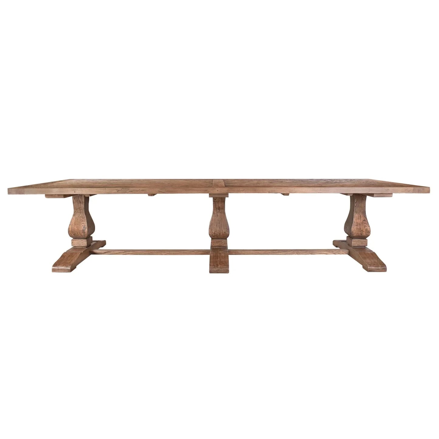 Maddox Reclaimed Elm Dining Table 350cm in Natural - Chocolate Wood