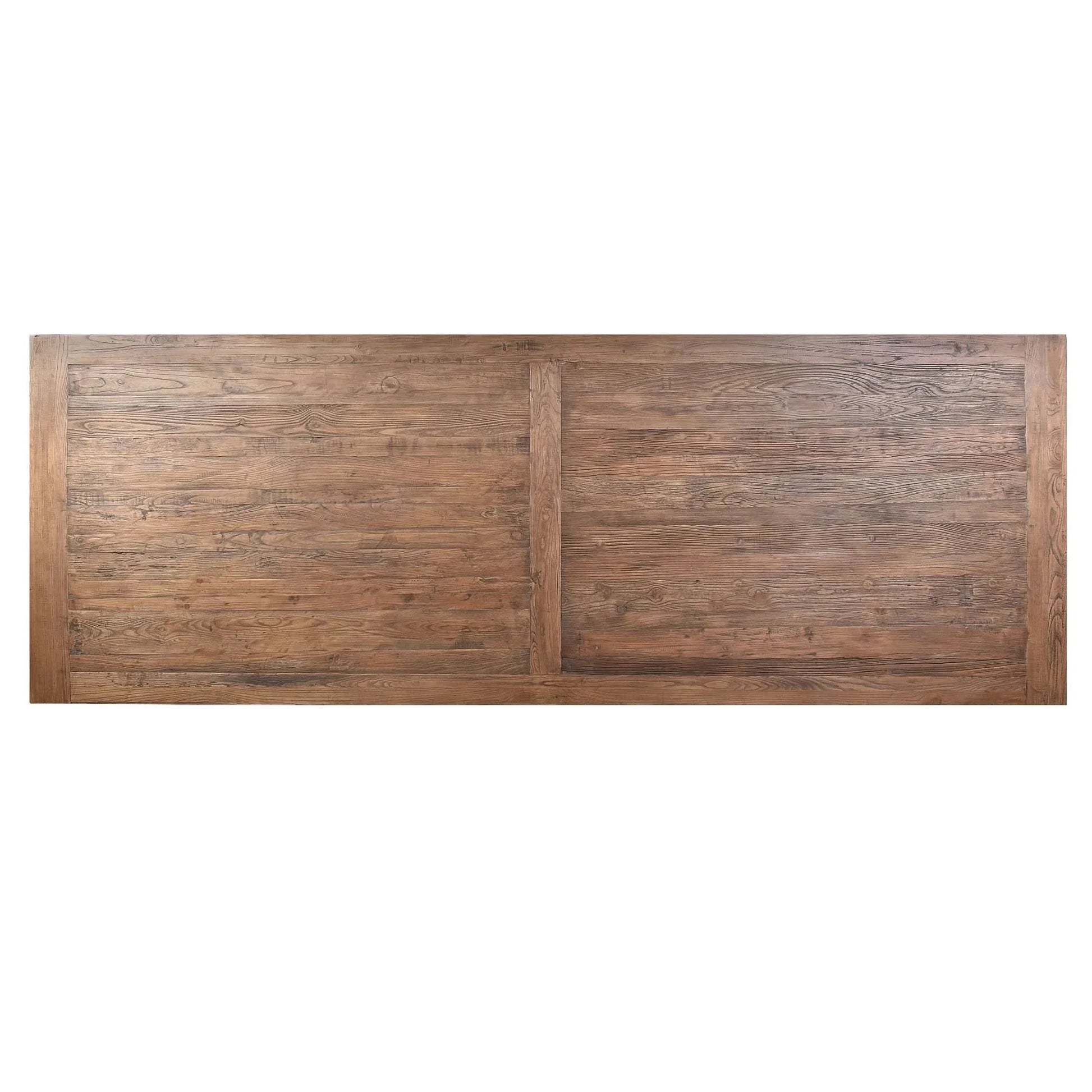 Maddox Reclaimed Elm Dining Table 350cm in Natural - Chocolate Wood