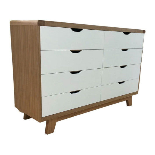 MADE TO ORDER SMALL MAXWELL 8 DRAWER TASSIE OAK DRESSER IN CLEAR LACQUER