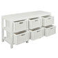 Magento Solid Mahogany & Wicker 6-Drawer Dresser in White - Chocolate Wood