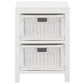 MAGENTO TWO DRAWER RATTAN LAMP TABLE/SIDE TABLE IN SOLID MAHOGANY - WHITE - MyChocolateWood