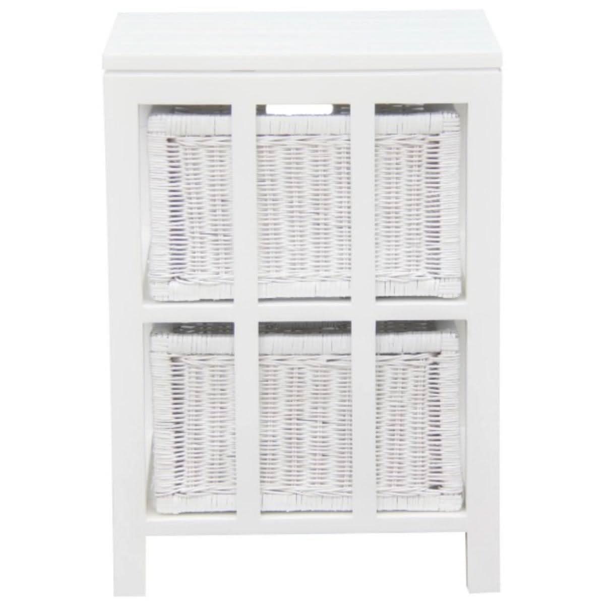 MAGENTO TWO DRAWER RATTAN LAMP TABLE/SIDE TABLE IN SOLID MAHOGANY - WHITE - MyChocolateWood