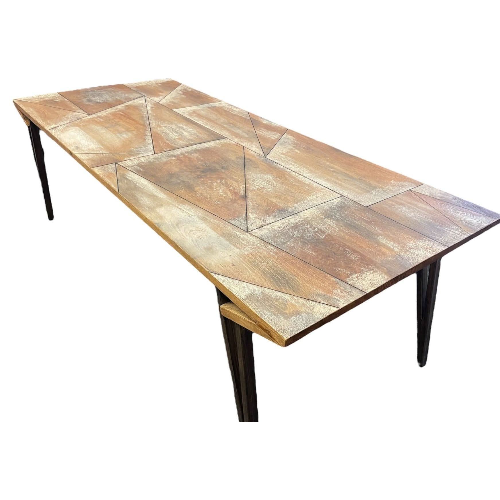 MAHARSHI RECTANGULAR DINING TABLE 220CM IN SOLID MANGO WOOD - FLOOR STOCK CLEARANCE - MyChocolateWood
