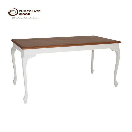Maison Package White with Caramel Top French Provincial Style Solid Hardwood Timber Mahogany Dining Table with 6 Chairs